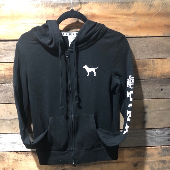 VS PINK black, lightweight, zip up  hoodie (XS) - Picture 4 of 8